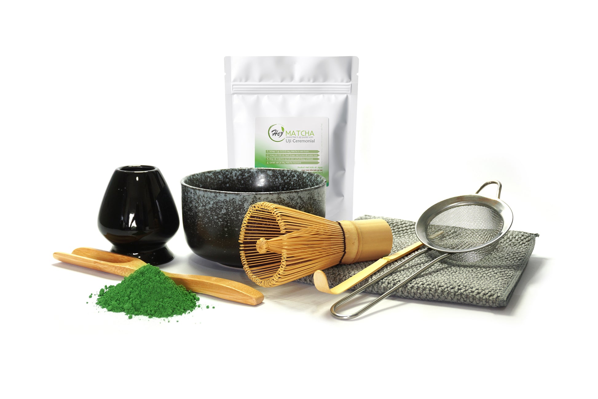 8-Delige Hey Matcha Thee Set - Zwart-Grijs